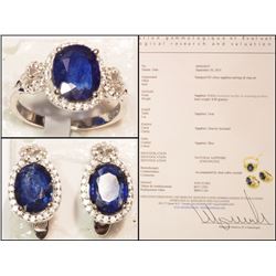 #5-STERLING SILVER SAPPHIRE EARRING&RING SET WITH
