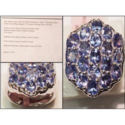 #14-STERLING SILVER TANZANITE RING WITH COA
