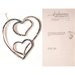 #19-STERLING SILVER TRIPLE HEART DESIGN PENDANT W/