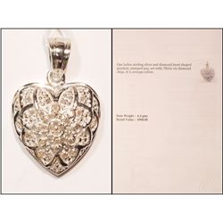 #24-STERLING SILVER HEART SHAPED DIAMOND PENDANT