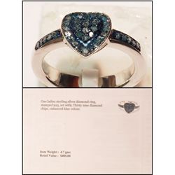 #25-STERLING SILVER DIAMOND RING WITH COA