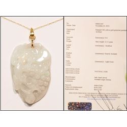 #27-14KT YELLOW GOLD AND JADE NEKLACE  WITH COA