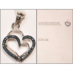 #28-STERLING SILVER DIAMOND HEARTS PENDANT