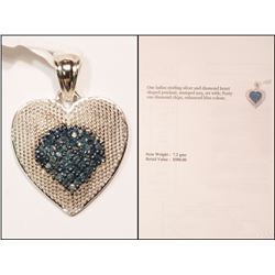 #30-STERLING SILVER DIAMOND HEART-SHAPED PENDANT