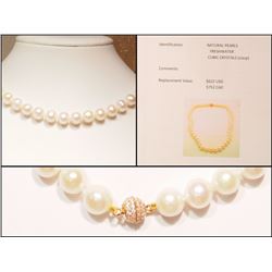 #31-STERLING SILVER PEARL NECKLACE WITH COA