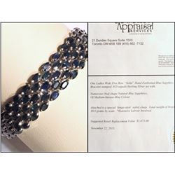 #32-STERLING SILVER SAPPHIRE BRACELET WITH COA