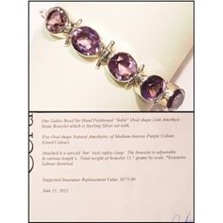 #34-STERLING SILVER AMETHYST BRACELET WITH COA