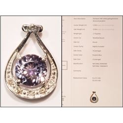 #35-14KT WHITE GOLD TANZANITE DIAMOND PENDANT WITH