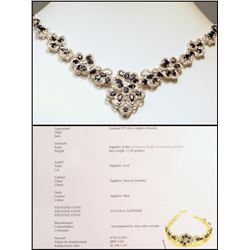 #37-STERLING SILVER SAPPHIRE NECKLACE WITH COA