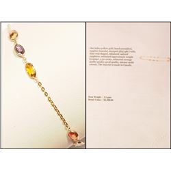 #38-14KT YELLOW GOLD SAPPHIRE BRACELET WITH COA