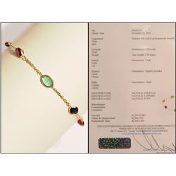 #40-14KT GOLD EMERALD,SAPPHIRE,RUBY BRACELET