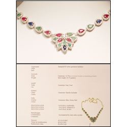 #42-STAMPED 925 SILVER SAPPHIRE RUBY,EMERALD