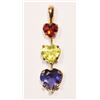 Image 1 : #43-14KT YELLOW GOLD GARNET PERIDOT LOLITE PENDANT