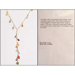 #49-10KT YELLOW GOLD SAPPHIRE NECKLACE WITH COA