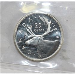 1965 CANADIAN SILVER 25 CENTS ICCS GRADED