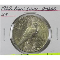 1922 SILVER US PEACE DOLLAR