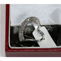 #10-STERLING SILVER DIAMOND HEART-SHAPED PENDANT