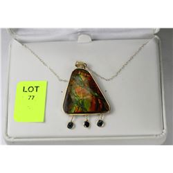 14K-YELLOW GOLD HAND MADE PENDANT WITH AMMOLITE,