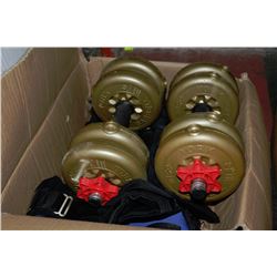 BOX WITH DUMBELLS, SOFT WEIGHTS AND BARS