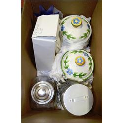 BOX WITH CANNISTER SETS AND POTATOE SLICER AND