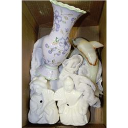 BOX WITH DECORATIVE VASE,ONYX LOOKING DOLPHIN &