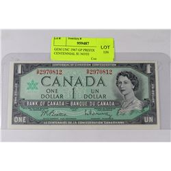 GEM UNC 1967 GP PREFIX CENTENNIAL $1 NOTE