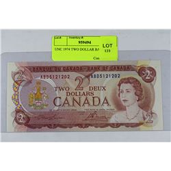 UNC 1974 TWO DOLLAR BANKNOTE