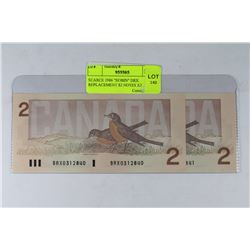 SCARCE 1986 "ROBIN" BRX REPLACEMENT $2 NOTES X2