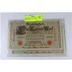 GERMAN 1910 1,000 MARK NOTES RED SEAL X2