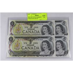 GEM UNC 1973 $1 BANKNOTES CONSECUTIVE S/N X4