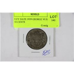 KEY DATE 1939 GEORGE VI SILVER 50 CENTS