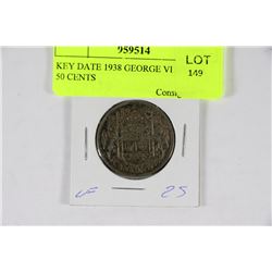 KEY DATE 1938 GEORGE VI SILVER 50 CENTS