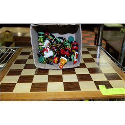 VINTAGE HAND PAINTED WOODEN CHESS SET