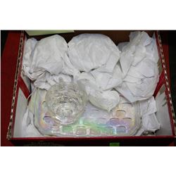 VINTAGE SNACK SET MADE WITH  CARNIVAL GLASS