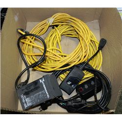 BOX W/EXTENTION CORDS, PHOTO ELECTRIC PLUGS