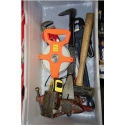 WHITE BIN W/MASTERCRAFT WRENCHES, HAMMER,
