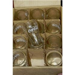BOX OF 12 VINTAGE COCA COLA GLASSES