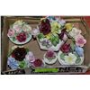 Image 1 : BOX OF ENGLISH BONE CHINA FLOWER ORNAMENTS