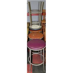SET OF 6 COMMERCIAL GRADE MULTI COLOR BAR STOOLS