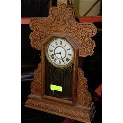 ANTIQUE 1920'S GINGERBREAD CLOCK W/PENDULUM