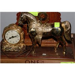 UNITED VINTAGE BRASS HORSE CLOCK