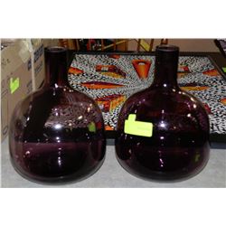 PAIR OF PURPLE GLASS SHOWHOME VASES