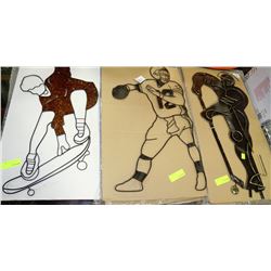 LOT OF SIX METAL SPORTS WALL HANGINGS
