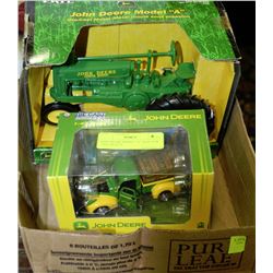 FLAT W/ JOHN DEERE MODEL "A" TRACTOR +1941 PICKUP