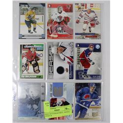 SHEET OF 9 COLLECTIBLE - SIGNED, JERSEY &