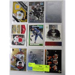 SHEET OF 9 COLLECTIBLE ROOKIE/JERSEY HOCKEY