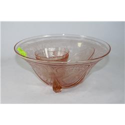 VINTAGE DEPRESSION GLASS BOWL,CUP AND SAUCER