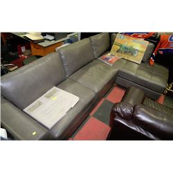 NEW GREY LEATHERETTE L SHAPE SECTIONAL