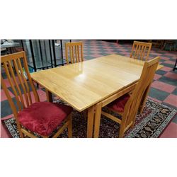 WOODEN RECTANGULAR TABLE W/ 4 CHAIRS INCLUDING