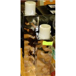 PAIR OF CHROME TONE CANDLE HOLDERS